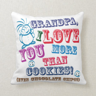 Coussin Grand-papa je t'aime plus que des biscuits !
