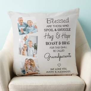 Coussin Grand-parents moderne Poème 3 Photo Silver Grey