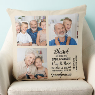 Coussin Grand-parents moderne Poème Personnalisé 3 Photo C
