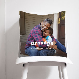 Coussin Grand-père Boho Texte superposé avec deux photos