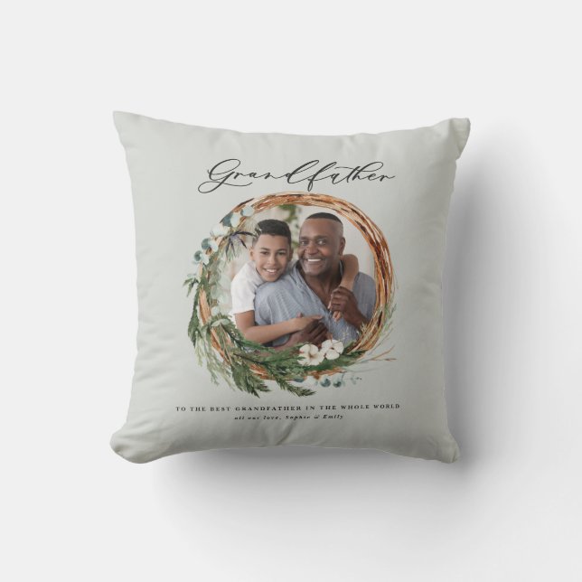 Coussin Grand-père de la photo en papier feuilleté chic mo (Recto)