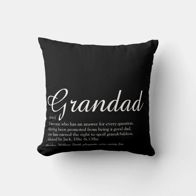 Coussin Grand-père, grand-père, jamais de script de défini (Recto)