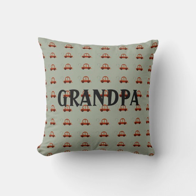 Coussin Grand-père voiture de dessin électrique (Recto)