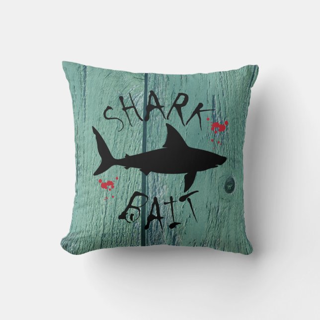 Coussin Grand requin blanc amusant effet bois bleu (Recto)