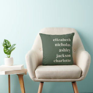Coussin Grandchildren Names Green Modern tendance Cadeau C