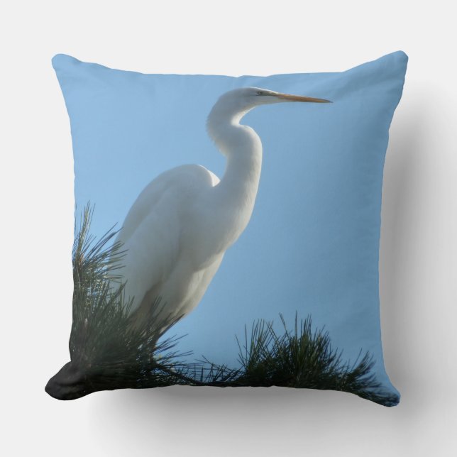 Coussin Grande Aigrette en Floride ensoleillée (Recto)