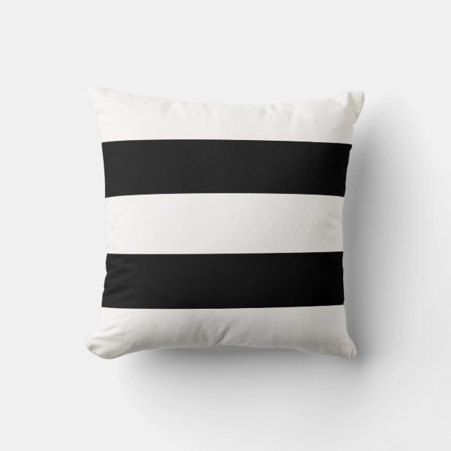 Coussin Grande bande noire et blanche contemporaine (Recto)