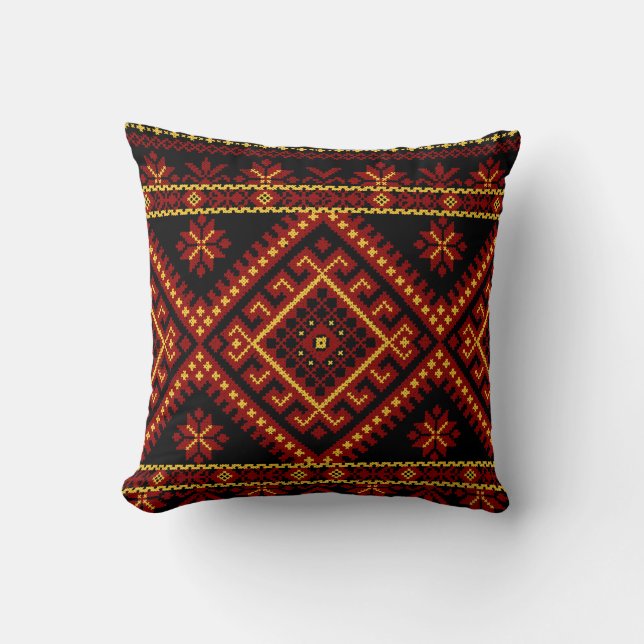 Coussin Grande broderie croisée ukrainienne de point de (Recto)