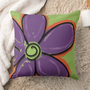 Coussin Grande Fun Purple Fleur Peint