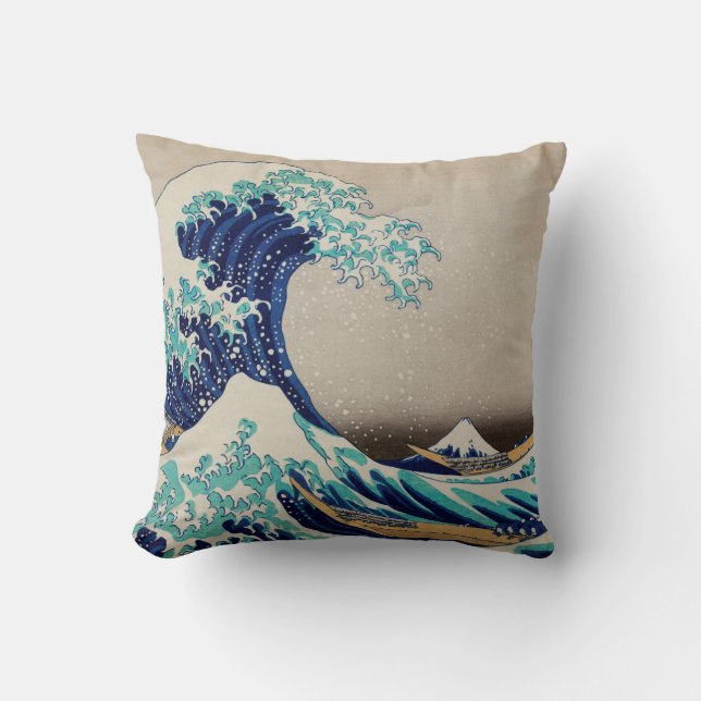 Coussin Grande vague d'Hokusai au large de Kanagawa. art j (Recto)