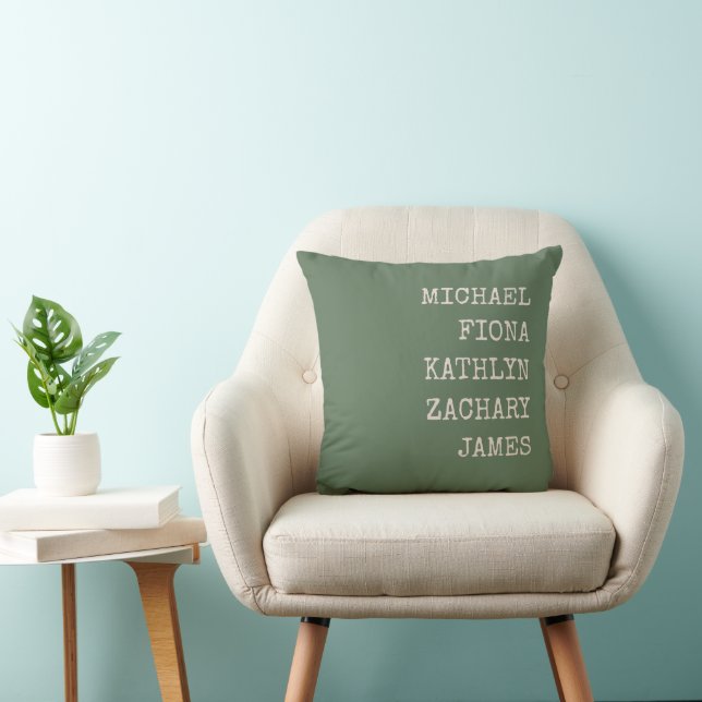 Coussin Grandenfants modernes Noms verts (Chaise)