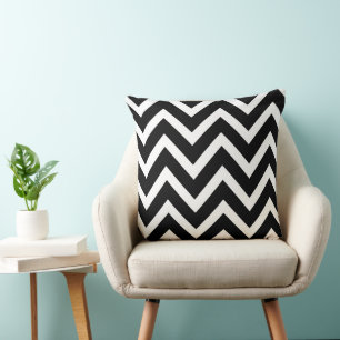 Coussin Grandes bandes de Chevron noir et blanc