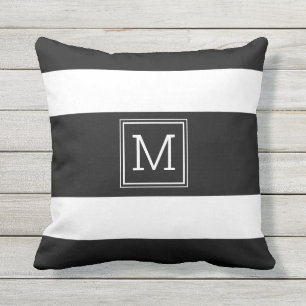Coussin Grandes Blancs Et Noires Monogrammes Modernes Simp