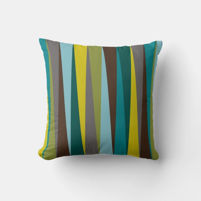 Coussin Grandes courbes brillantes Géométrique en or bleu  (Recto)