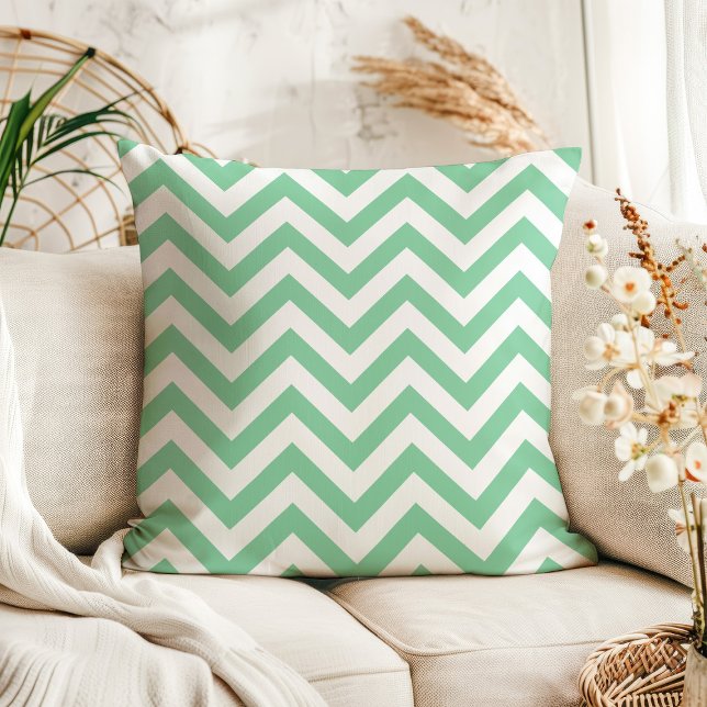 Coussin Grandes pintes vert et blanc de menthe moderne (Créateur téléchargé)