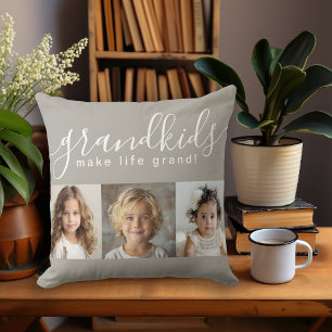 Coussin Grandkids Make Life Grand avec 3 photos