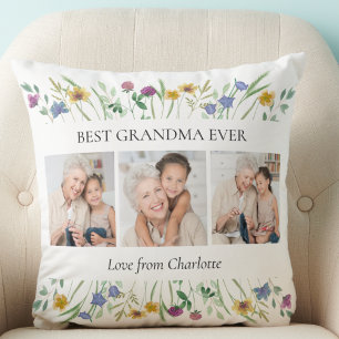 Coussin Grandma Cadeau 3 Photos Floral