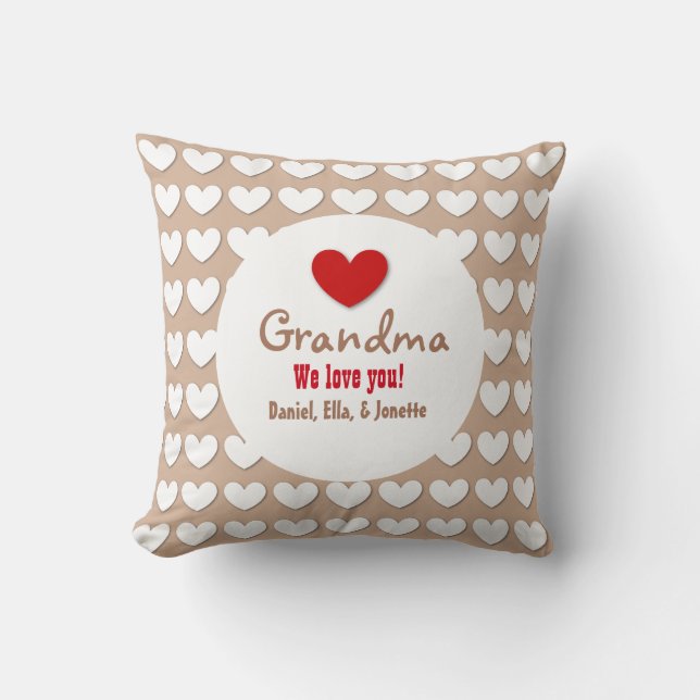 Coussin GRANDMA We Love You with Hearts C07A (Recto)