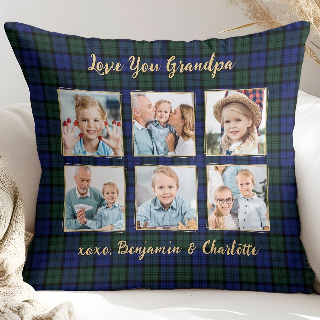 Coussin Grandpa Cadeau Photo personnalisée Collage Vacance (Créateur téléchargé)