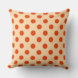 Coussin Grands points rétro - mandarine et orange pâle