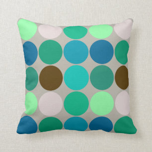 Coussin Grands points, turquoise et gris de la moitié du