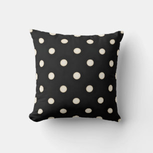 Coussin Grands pois en pointillés blanc antique et noir