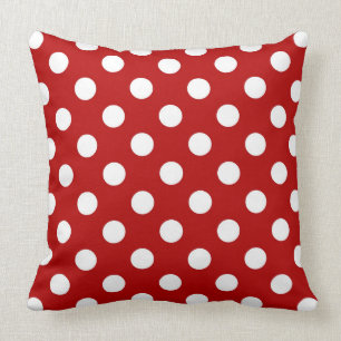 Coussin Grands rétros points - rouge et blanc