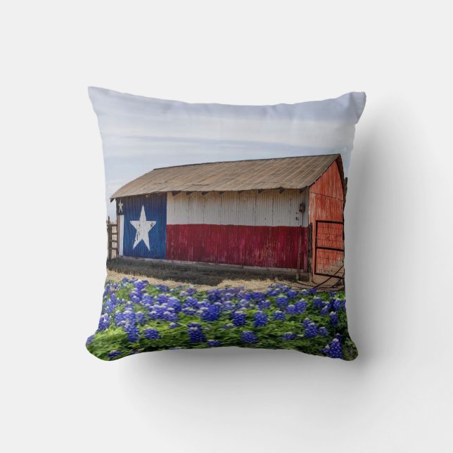 Coussin Grange et Bluebonnets occidentaux du Texas (Recto)