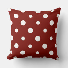 Coussin Grange Rouge avec points blancs