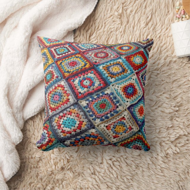 Coussin Granny Carré Crocheted Quilt (Couverture)
