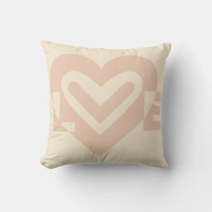 Coussin Graphique d'amour mignon en beige