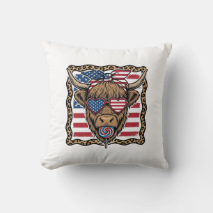 Coussin Graphique de drapeau vintage de vache des Highland