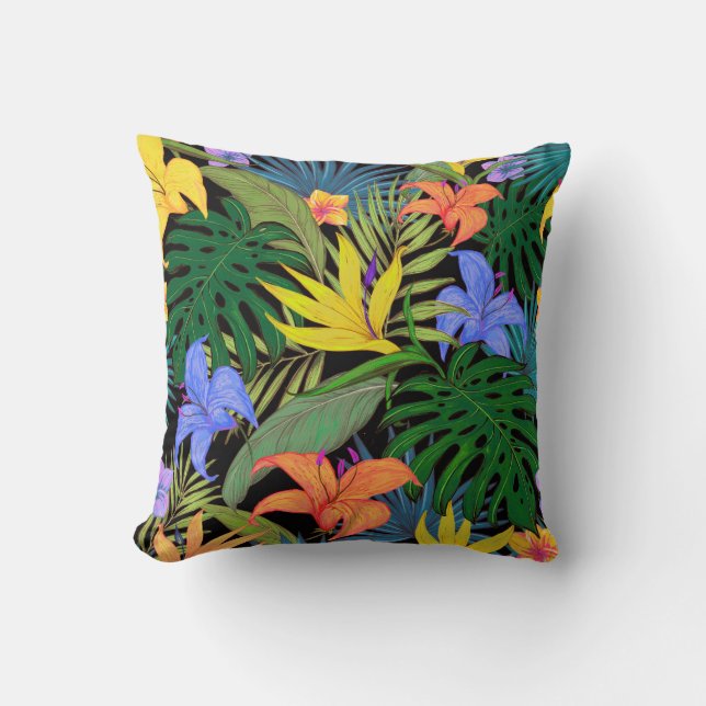 Coussin Graphique de fleur d'Aloha de Hawaii tropical (Recto)