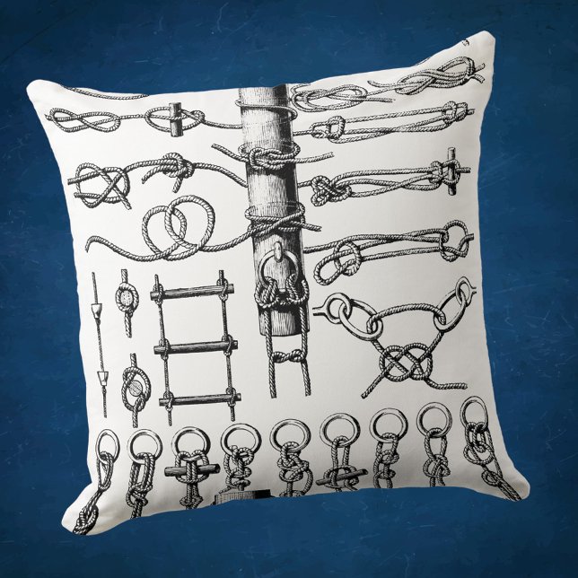 Coussin Graphique de noeuds nautiques Vintage (Créateur téléchargé)