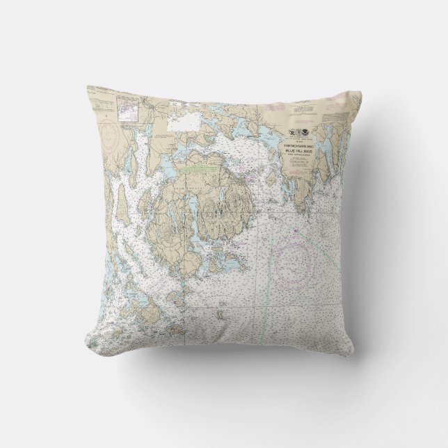 Coussin Graphique des baies et approches de Frenchman et B (Recto)