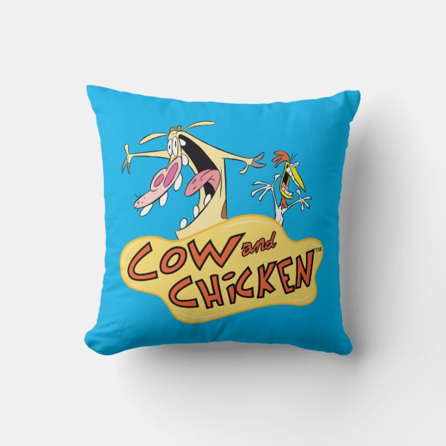 Coussin Graphique du logo de la vache et du poulet (Recto)