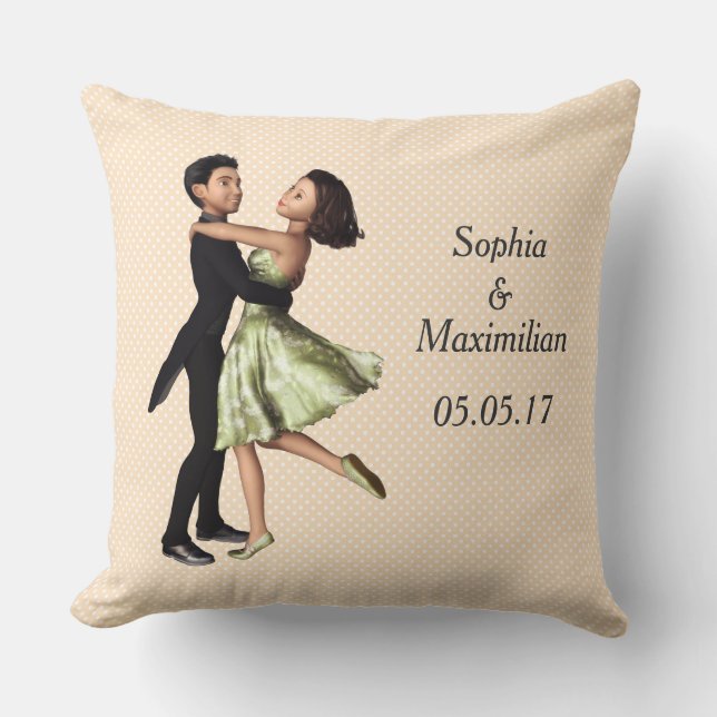 Coussin Graphique en couple de danse personnalisable (Recto)
