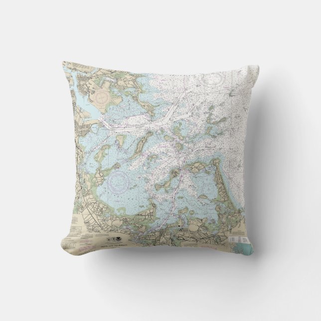 Coussin Graphique nautique du port de Boston 13270 (Recto)
