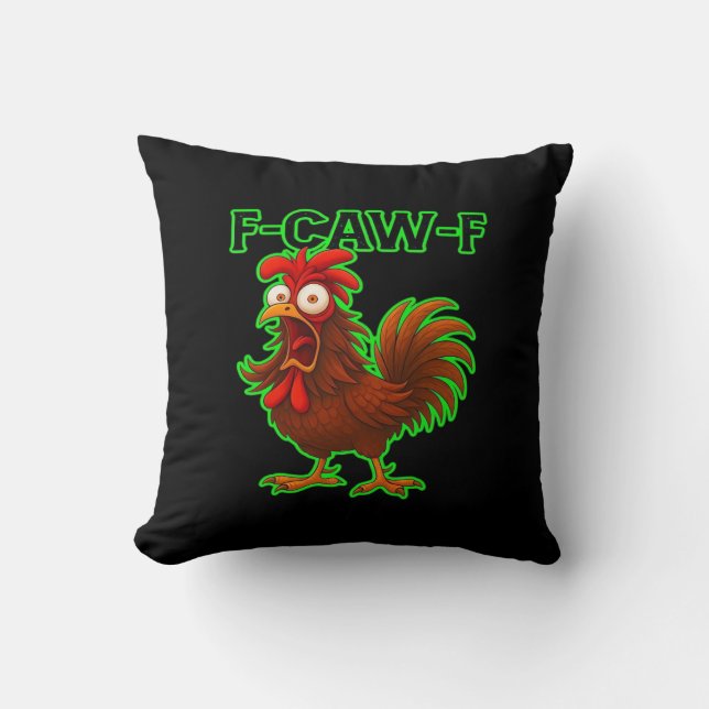 Coussin Graphique Rétro Classique de Poulet F-Caw-F (Recto)