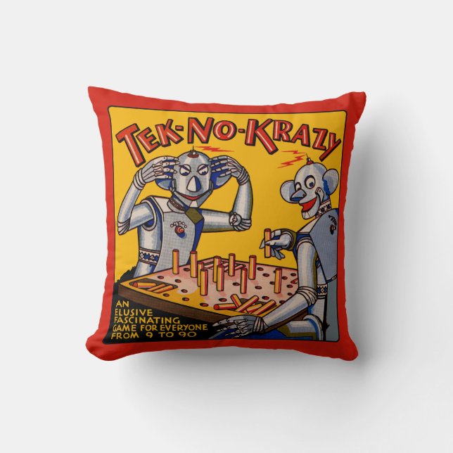 Coussin graphique vintage "Tek-no-Krazy" (Recto)