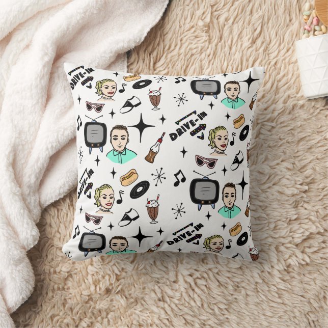 Coussin Graphiques nostalgiques rétro des années 1950 (Couverture)