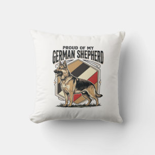 Coussin Graphisme de Berger Allemand Gravure Vintage Amour