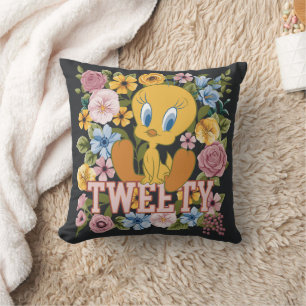 Coussin Graphisme de broderie florale TWEETY™