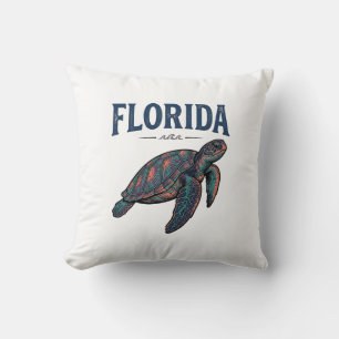 Coussin Graphisme de gravure vintage de tortue marine de F