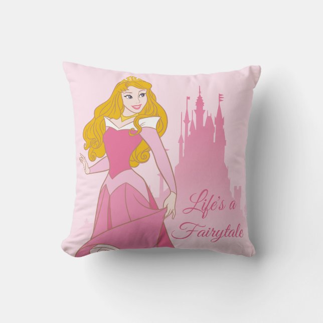 Coussin Graphisme de la princesse Aurora et du château (Recto)