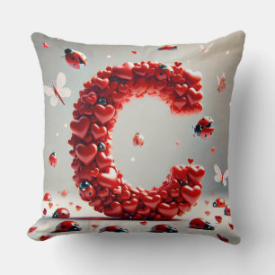 Coussin Grappe de cœurs créatifs de la lettre C