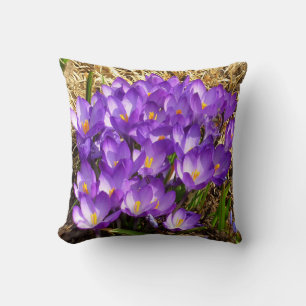 Coussin Grappe de Crocus pourpres Floral de printemps