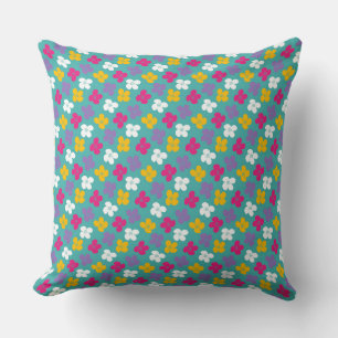 Coussin Grappes de fleurs sur fond sarcelle pour un look é