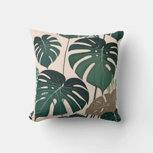 Coussin Gras Green Monstera Feuilles Tropical Jungle