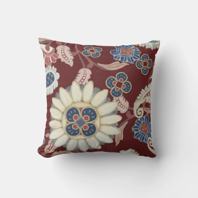 Coussin Gras moderne Marocain Paisley Motif Persimmon (Recto)